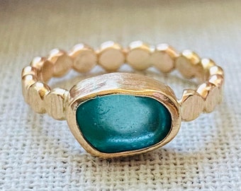 Sea Glass | Sea Glass Ring | 14k Gold Sea Glass Ring | Sea Glass Jewelry