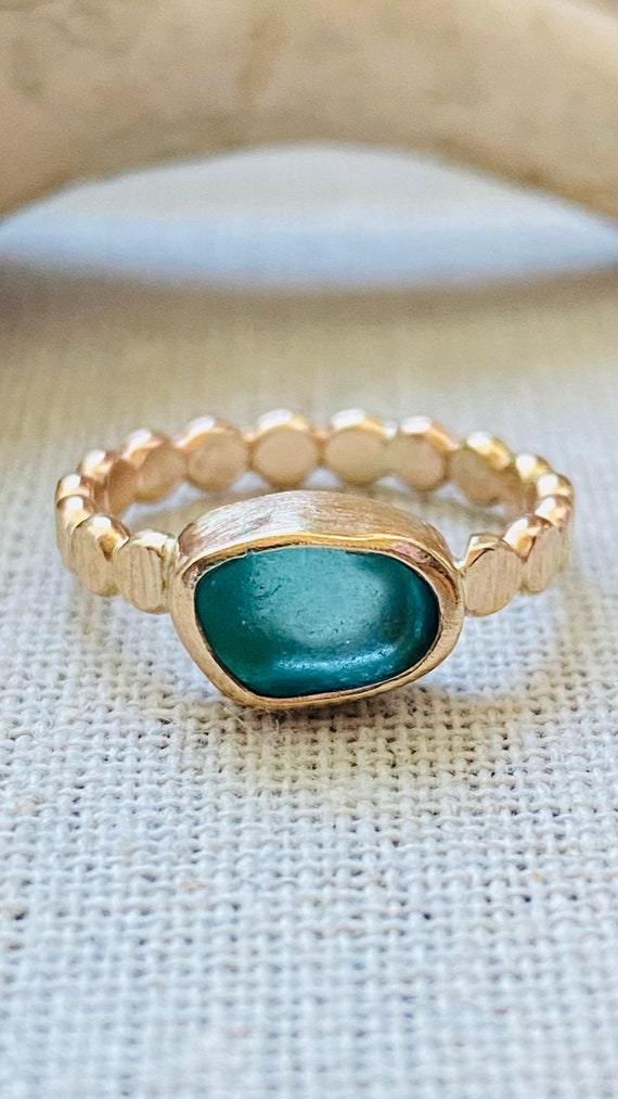 Sea Glass | Sea Glass Ring | 14k Gold Sea Glass Ring | Sea Glass Jewelry