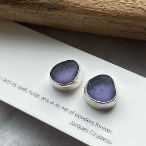Sea Glass Earrings I Sea Glass Studs I Sterling Silver Bezel Genuine Sea Glass Stud Earrings