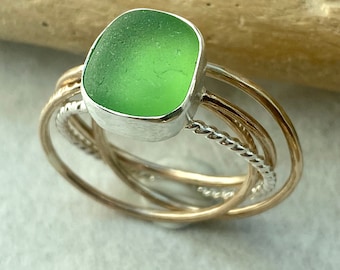 Sea Glass Ring |  Sea Glass Puzzle Ring