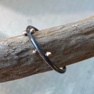 Oxidized Stacking Ring  | Oxidized Sterling Silver Stacking Ring with 14k Gold Accents | Mixed Metal Jewelry by Kate Samson