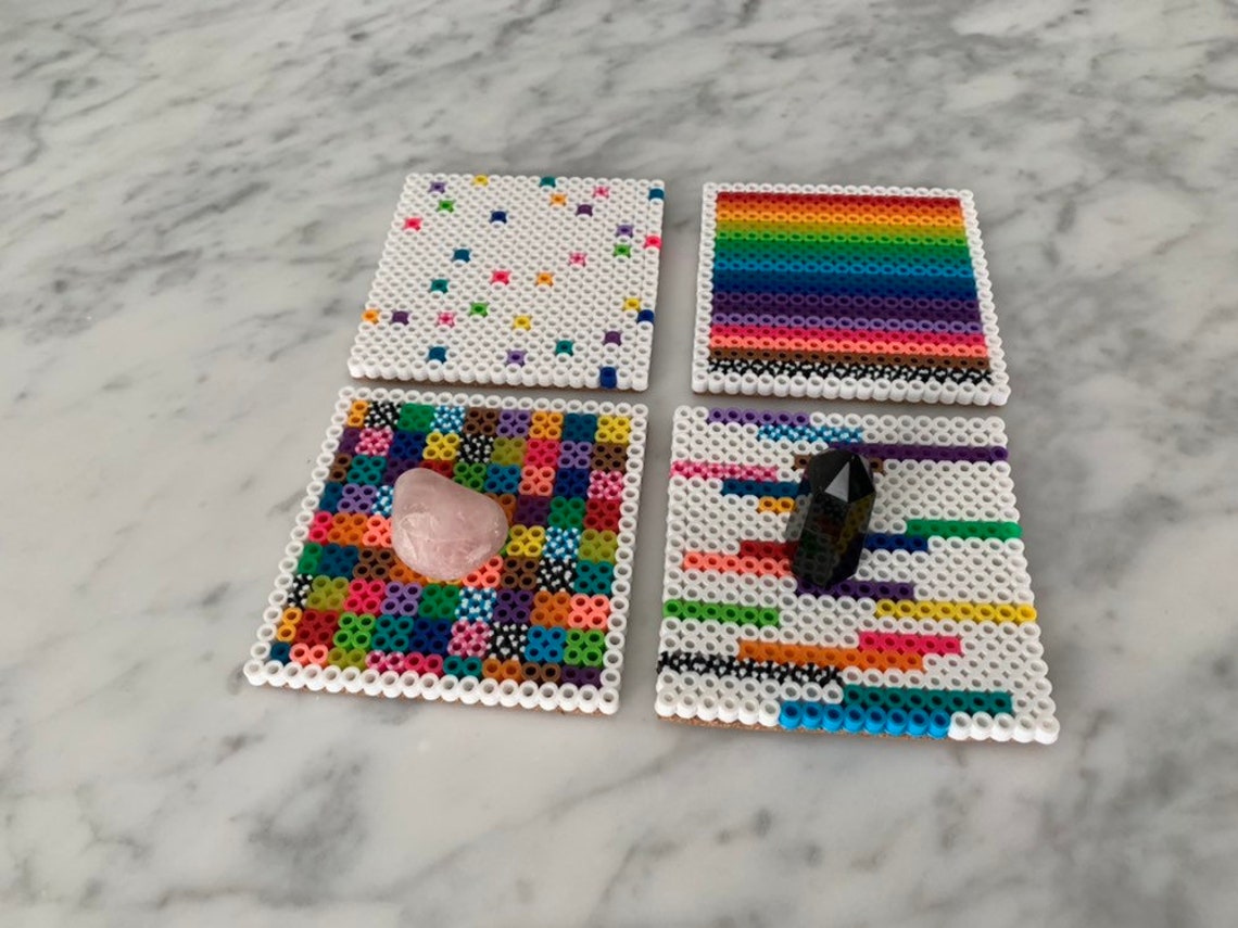Perler bead coaster set Etsy