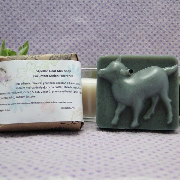 Apollo Cucumber Melon Goat Milk Soap -  Homemade Handmade All Natural - Moisturizing Conditioning - Dry Skin - Farm Fresh - Natural Gift