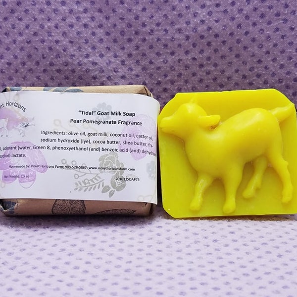 Tidal Pear Pomegranate Goat Milk Soap - Homemade Natural Ingredient - Moisturizing Conditioning Dry Skin - Farm Fresh Cruelty Free Gift