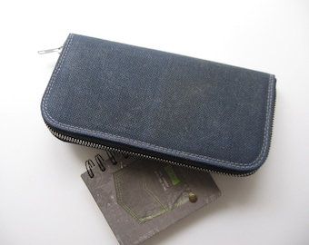 Large womens wallet, Waxed canvas zip around wallet, Handmade wallet, Vegan wallet women, Womens wallet with zipper, Gifts for her