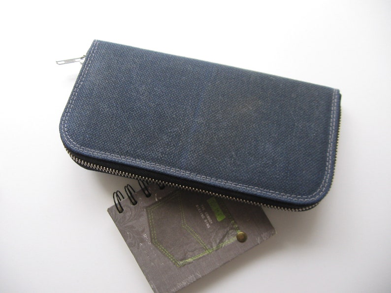 Large Womens Wallet Waxed Canvas Zip Around Wallet Handmade Etsy