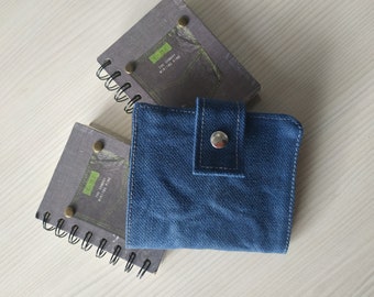 Small wallet, Blue wallet, Wallet for men, Waxed canvas wallet, Bi fold wallet, Women's wallet, Handmade fabric wallet, Wallet for women