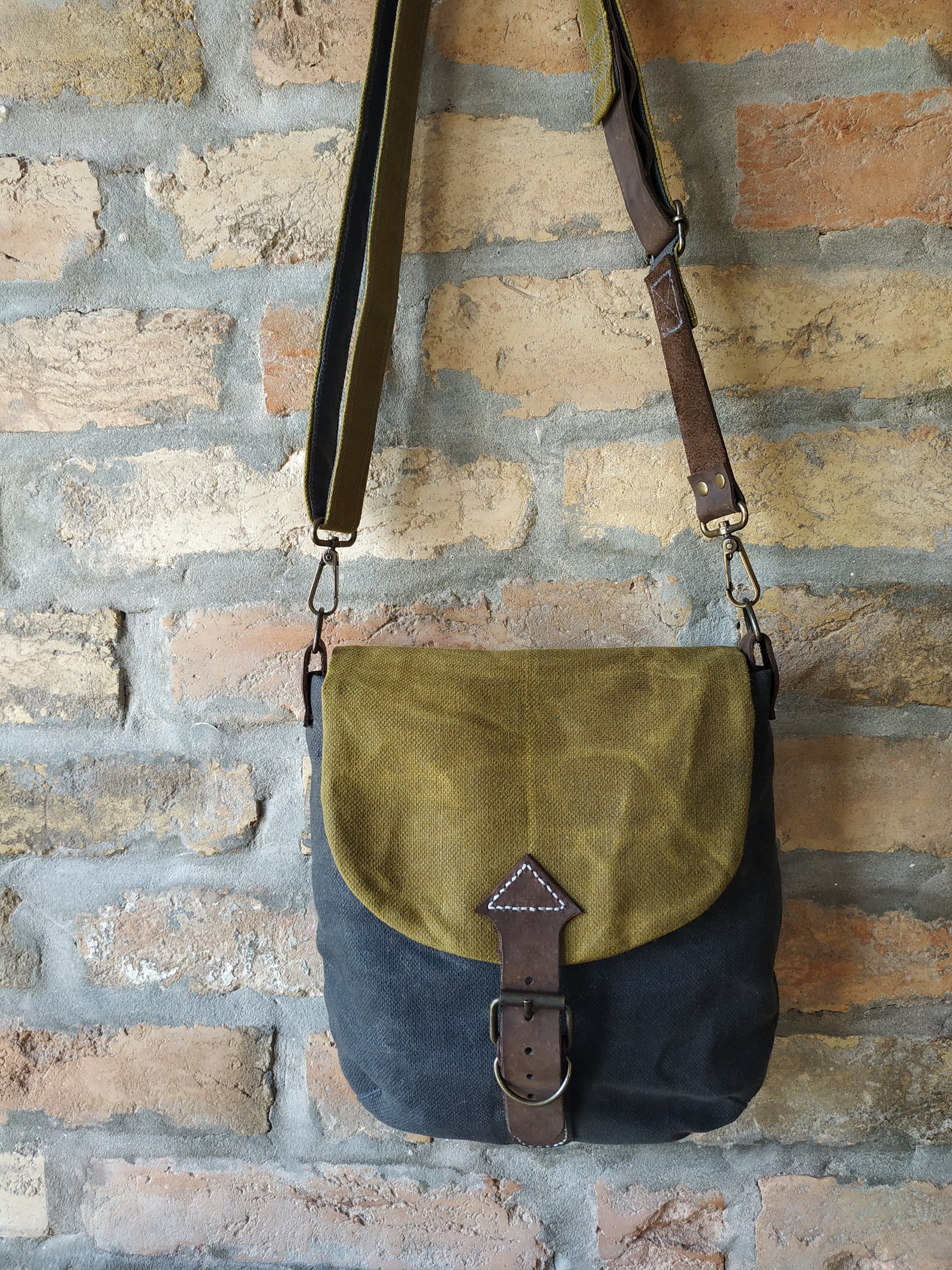 Waxed Canvas Bag for Men, Small Shoulder Bag, Men's Crossbody Bag, Bag ...