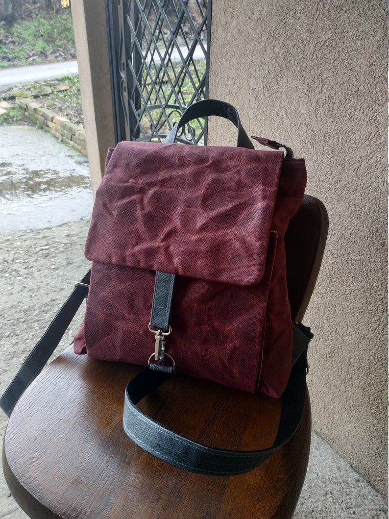 Waxed Canvas Bag Waxed Canvas Backpack Mini Backpack Etsy