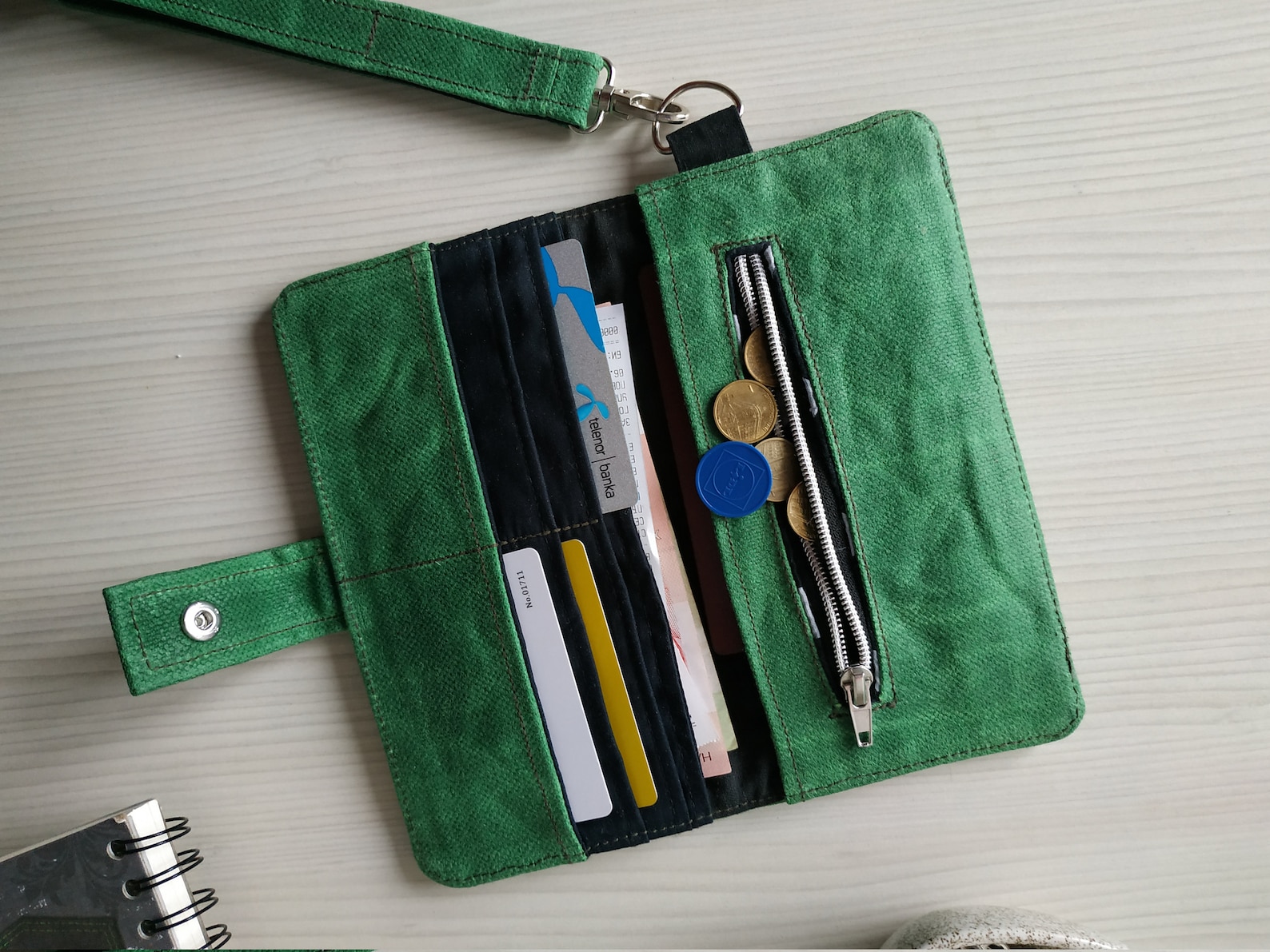Women's Wallet Waxed Canvas Long Wallet Smartphone Slim Etsy