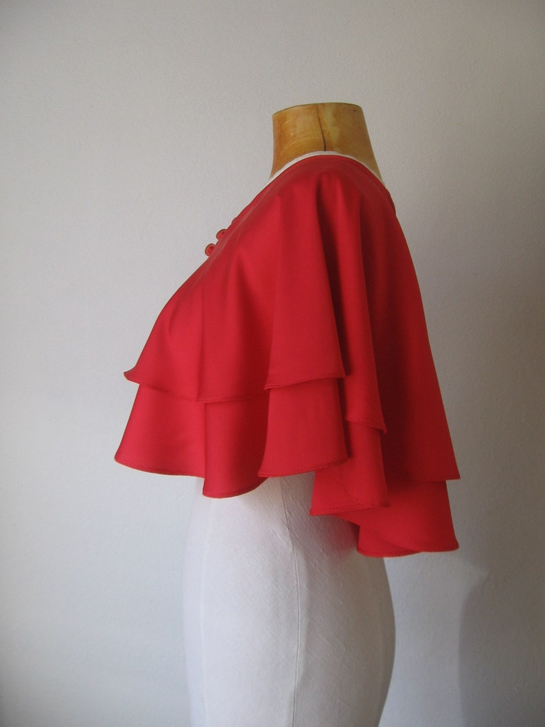 Bridal Cape, Red Wedding Cape, Red Bridal Capelet, Bridal Cover Up, Dress cape, Braut Cape, Cape De Mariage, Red Wedding Wrap, Evening Shawl image 10