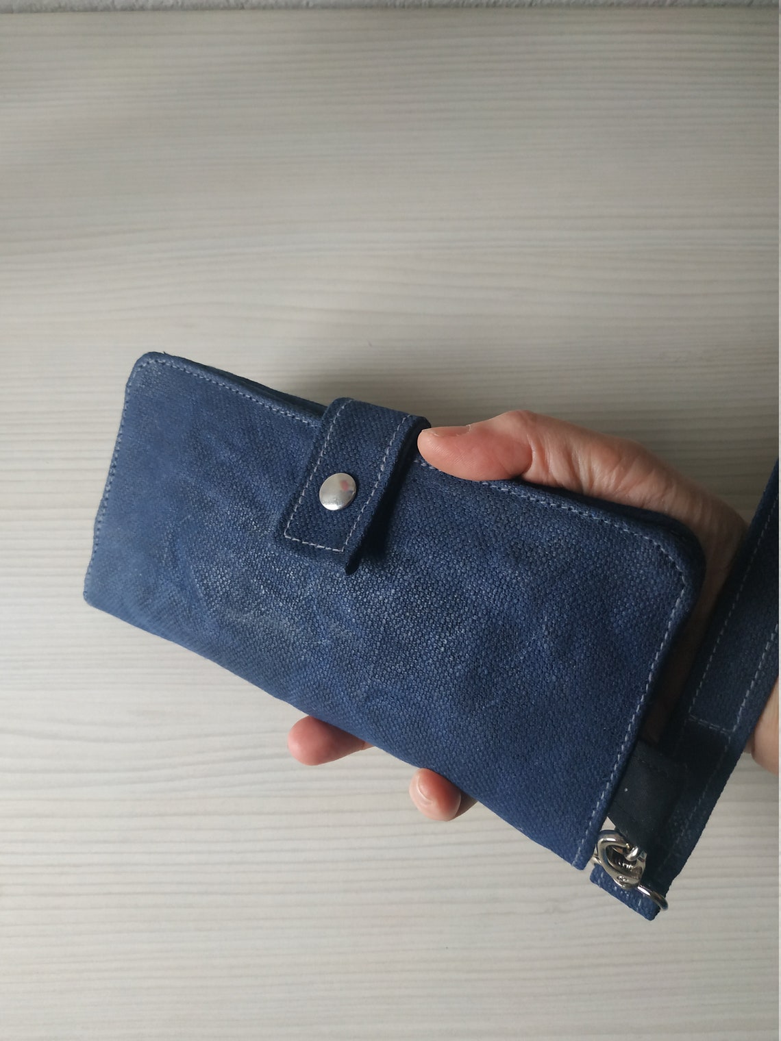 Women's Long Wallet Waxed Canvas Wallet Wristlet Wallet Etsy