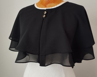 Black Cape, Dress Cape, Black Wedding Cape, Dress Cover Up, Black Capelet, Bridal Wrap, Wedding Capelet, Black Shoulder Wrap