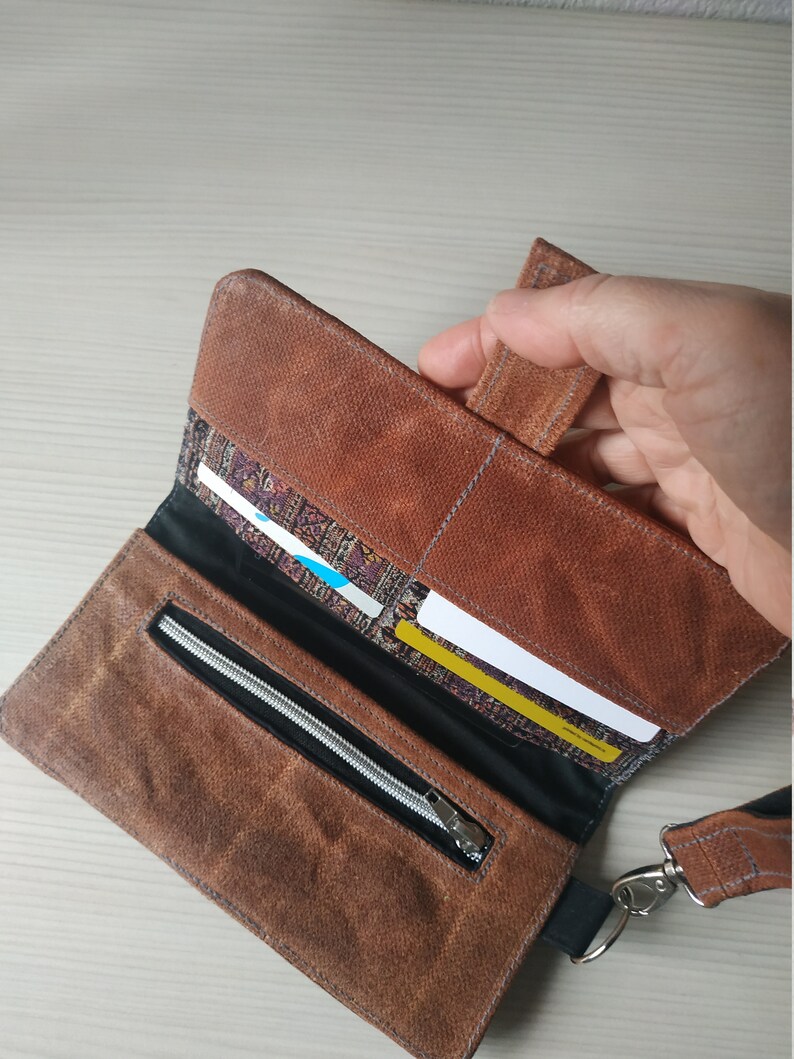 Women's Wallet Waxed Canvas Wallet Fabric Travel Wallet Etsy