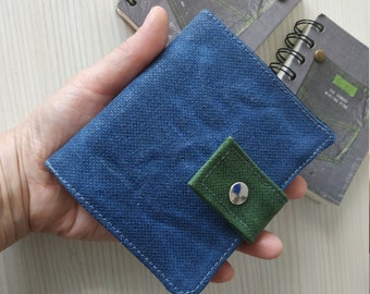 Handmade wallet, Waxed canvas wallet, Small fabric wallet, Men's wallet, Wallet for women, Bi fold wallet, Blue wallet, Cotton fabric wallet