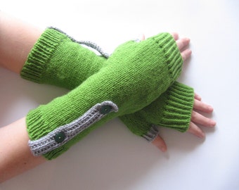 Grüne Armstulpen, Fingerlose Handschuhe, Fingerlose Handschuhe Frauen, Wollgrüne Handschuhe, Fingerlose Handschuhe, gestrickte Handschuhe