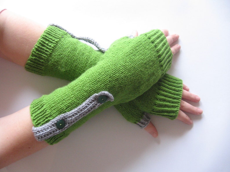 Green Fingerless Gloves Wool Arm Warmers Fingerless Gloves Etsy