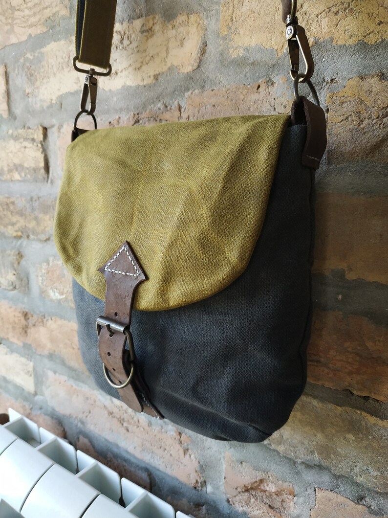 Waxed Canvas Bag for Men, Small Shoulder Bag, Men's Crossbody Bag, Bag