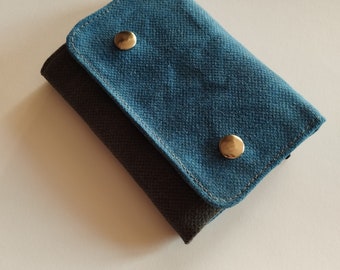 Small wallet, Waxed canvas men's wallet, Trifold wallet for women, Fabric minimalist wallet,  Credit card holder, Aesthetic wallet