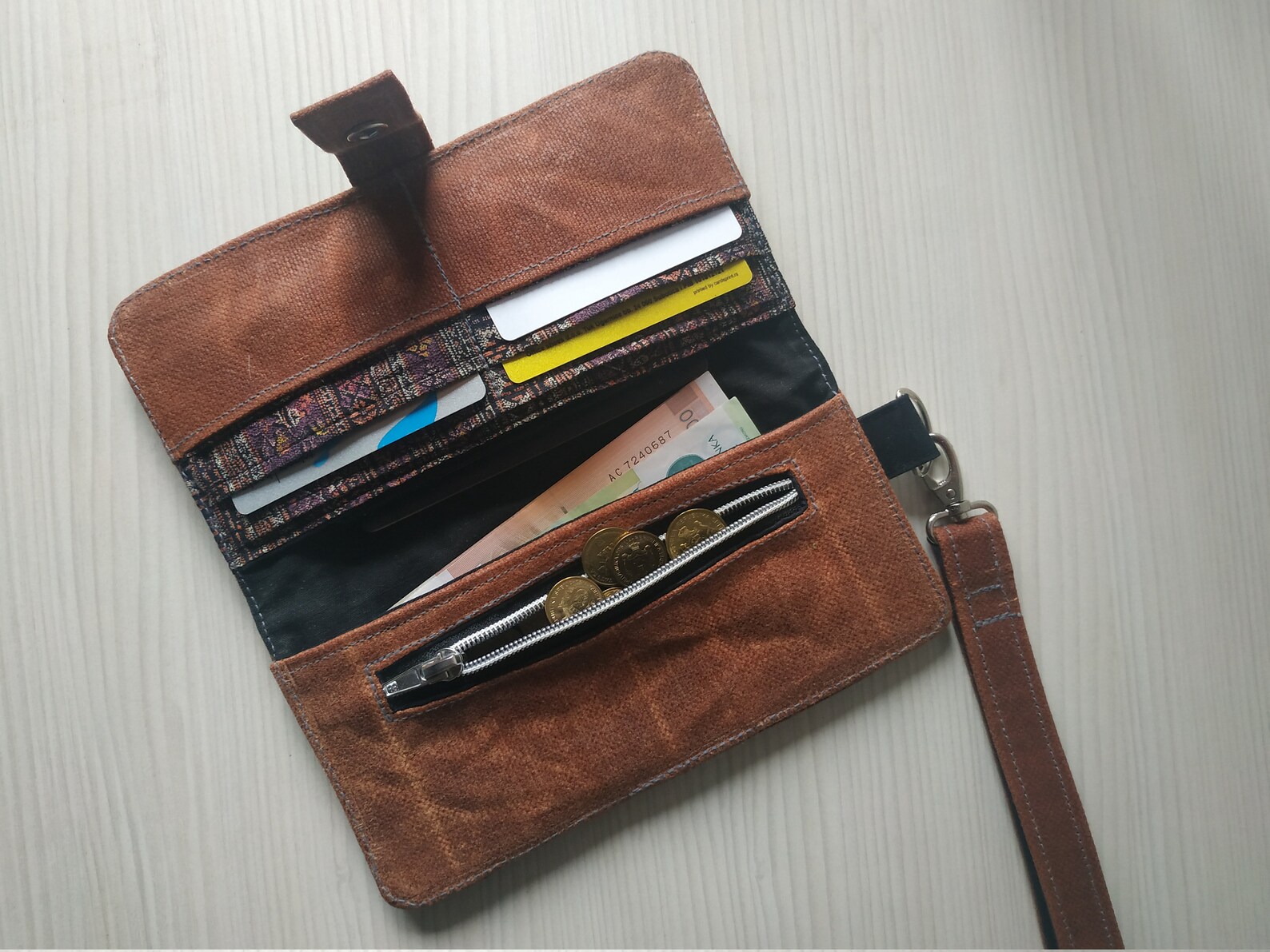 Women's Wallet Waxed Canvas Wallet Fabric Travel Wallet Etsy