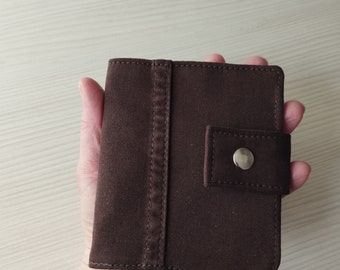 Small brown bifold wallet with coin pocket, Brown fabric vegan wallet, Wallet for men, Women's wallet, Small vegan wallet,