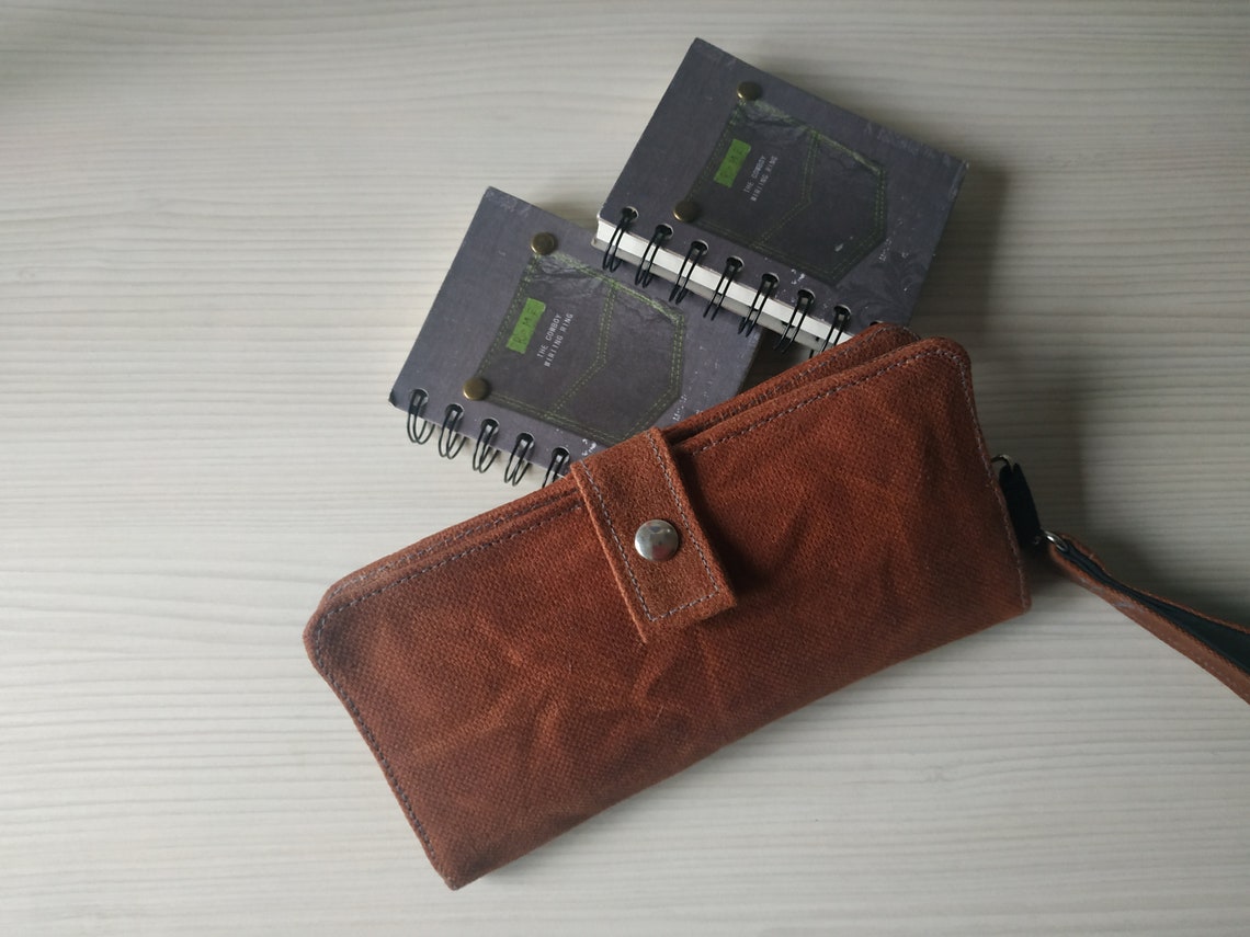 Women's wallet Waxed canvas wallet Fabric travel wallet Etsy