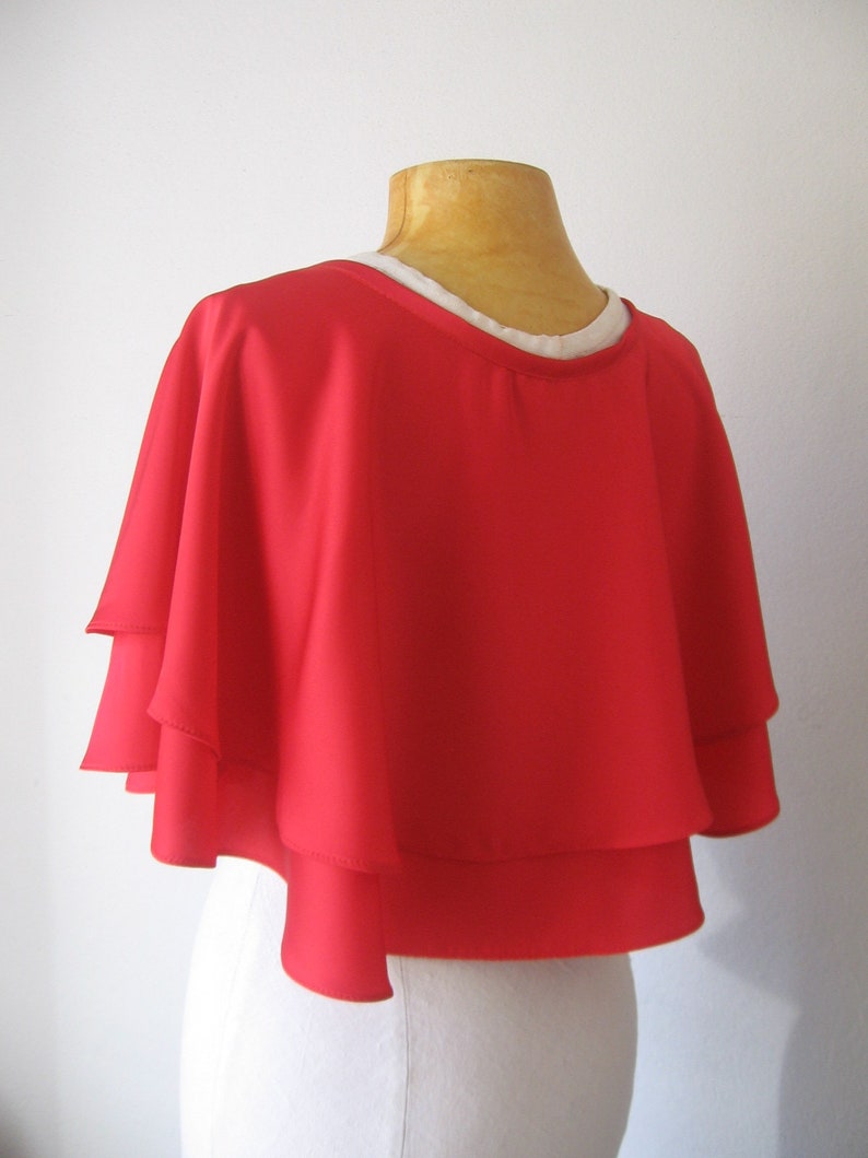 Bridal Cape, Red Wedding Cape, Red Bridal Capelet, Bridal Cover Up, Dress cape, Braut Cape, Cape De Mariage, Red Wedding Wrap, Evening Shawl image 6