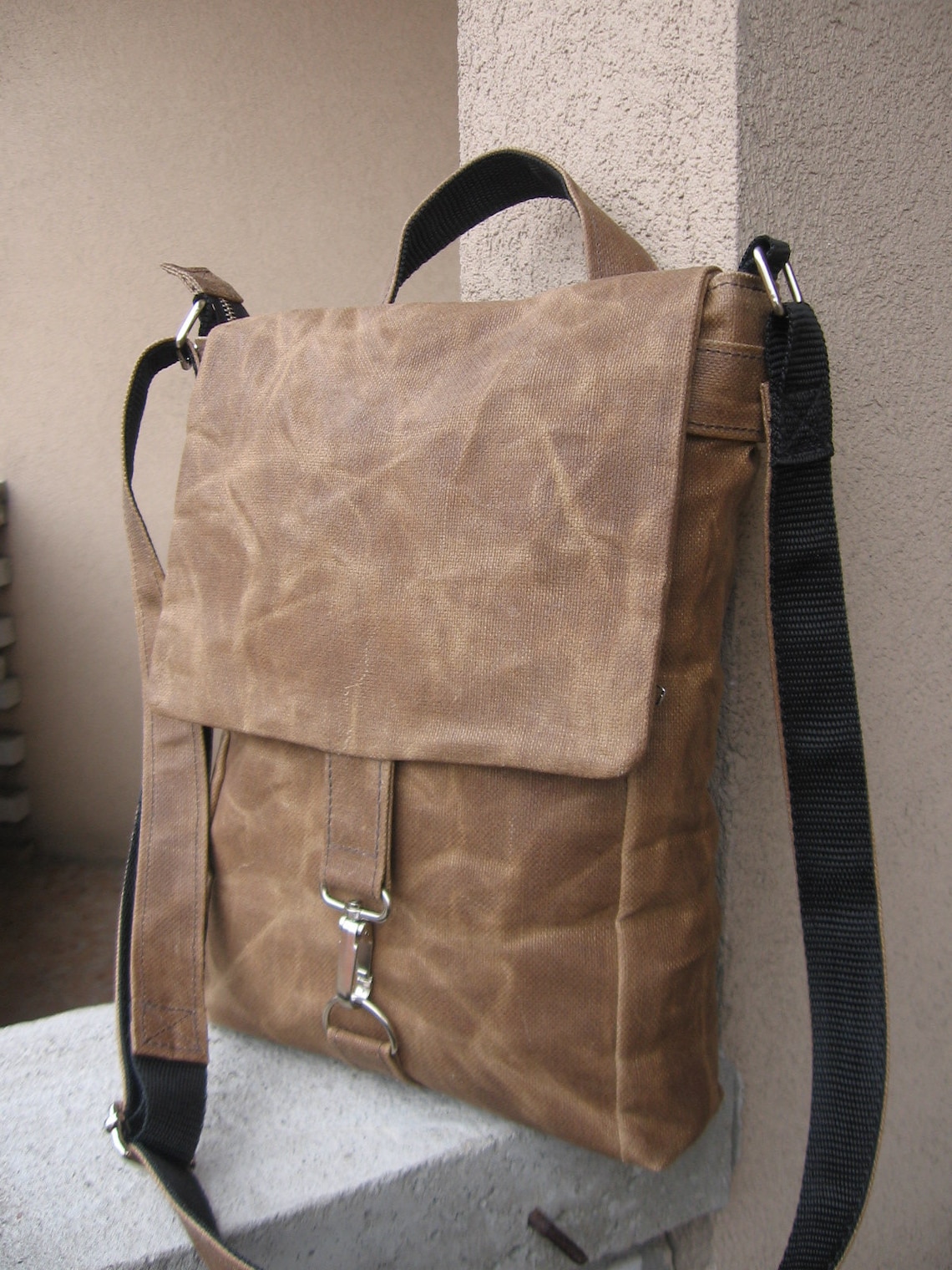 Waxed Canvas Bag Canvas Crossbody Bag Crossbody Purse Brown Etsy