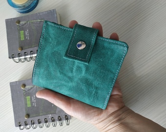 Waxed canvas wallet, Small bifold wallet, Green wallet, Men's wallet, Wallet for women,  Fabric wallet, Minimalist wallet, Handmade wallet