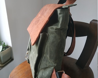 Waxed Canvas Backpack, Mini Backpack, Mini Rucksack, Waxed Canvas Bag, Small Backpack, Mini Backpack, Backpack purse, Rucksack backpack