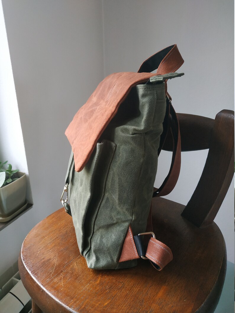 Waxed Canvas Backpack, Mini Backpack, Mini Rucksack, Waxed Canvas Bag