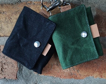 Keyring coin purse Keychain wallet Ring pouch coin credit card holder Earphone case Waxed canvas coin bag Case for headphones Key holder