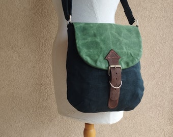 Waxed canvas crossbody bag  Shoulder bag Waxed canvas bag for men Bag with flap  Waxed canvas purse Women's crossbody bag Purse handmade