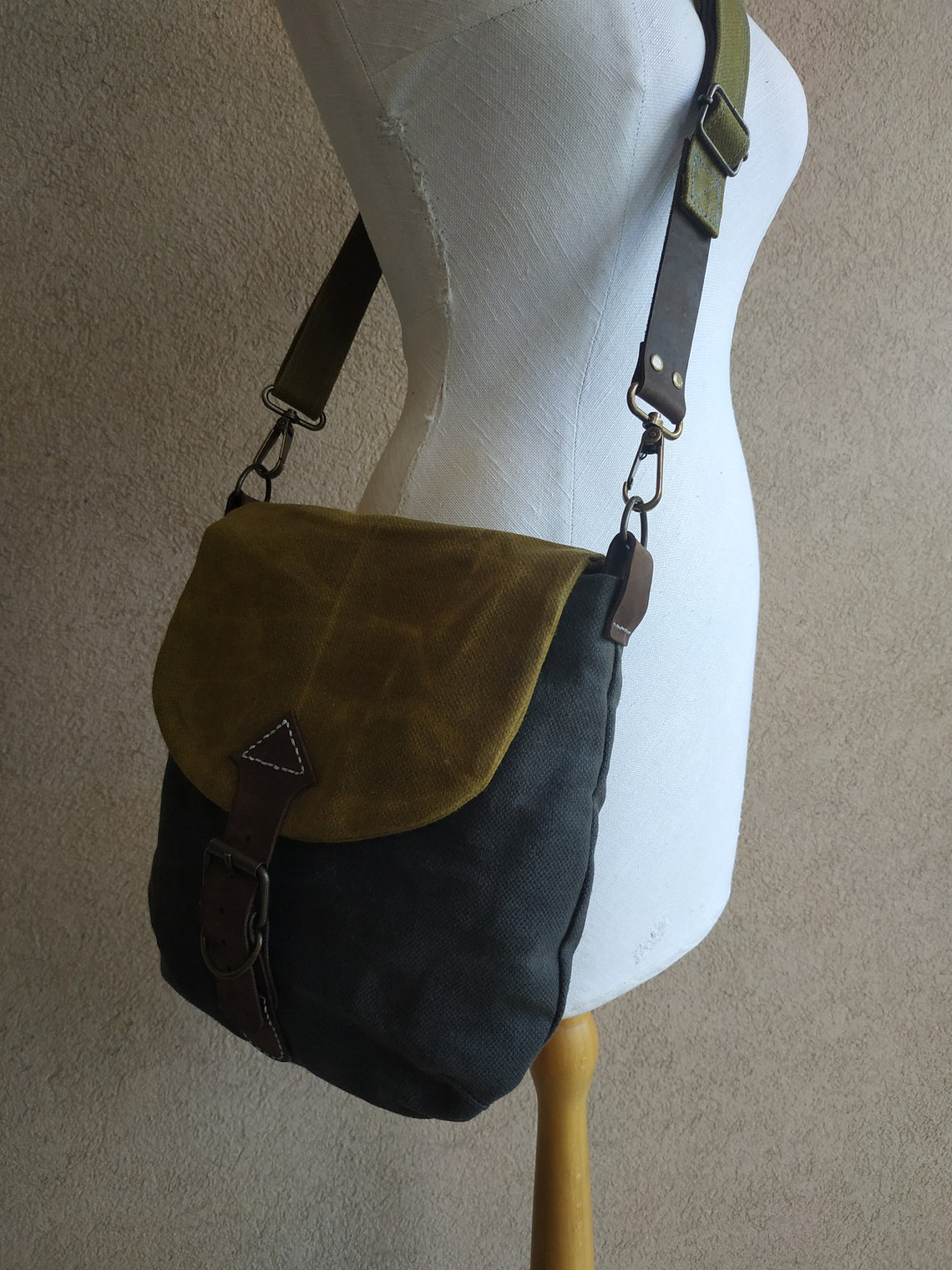 Waxed Canvas Bag for Men Small Shoulder Bag Men's Etsy