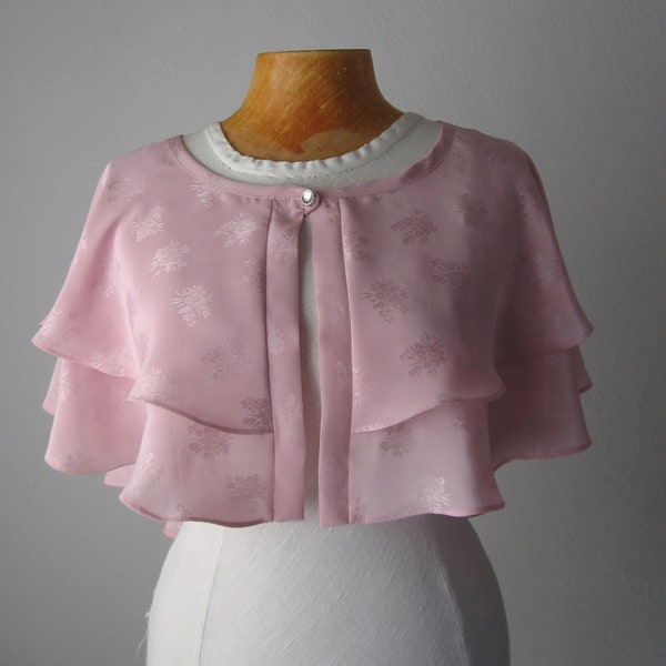 cape de mariée, capelet de mariée, couverture de mariée, couverture de robe, cap mariage, cape de baut, cape rose, écharpe de mariage en soie, cape de mariage, capelets