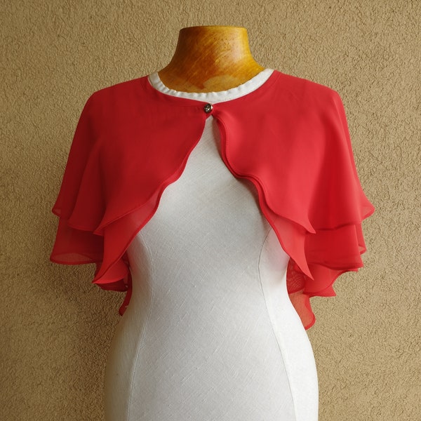 Bridal Cape, Red Capelet, Bridal Capelet, Bridal Cover Up, Wedding Cape, Wedding Capelet, Shoulder wrap, Dress Cover Up, Capelets