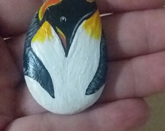 Penguin Pendant. Hand Painted Stone Pendant. Wearable Penguin Art. Penguin Collectible. Hand Painted Penguin Necklace. Penguin Stone Art.