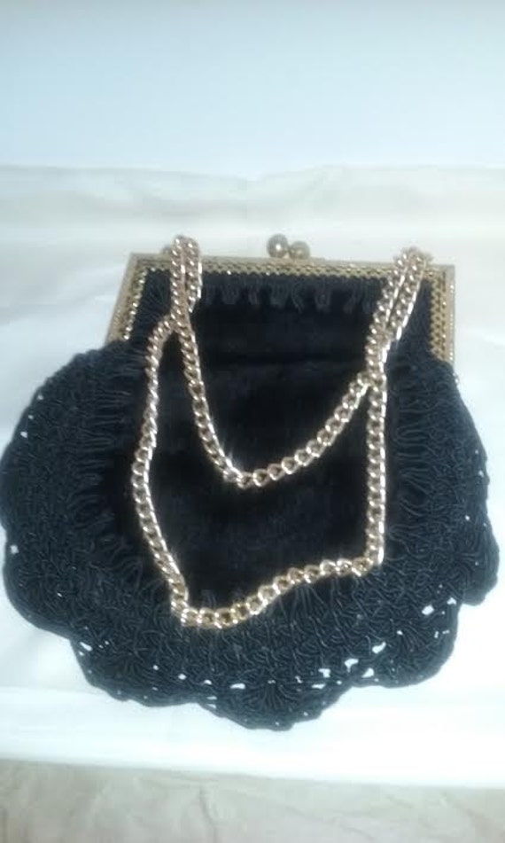 Vintage Black Velvet Evening Bag. Evening Bag Mad… - image 2