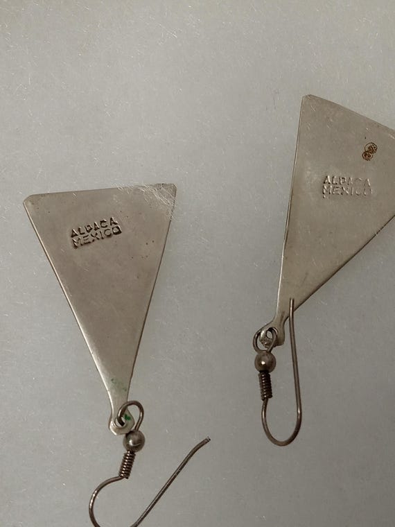 Vintage Abalone Triangle Drop Dangle Earrings Alp… - image 7