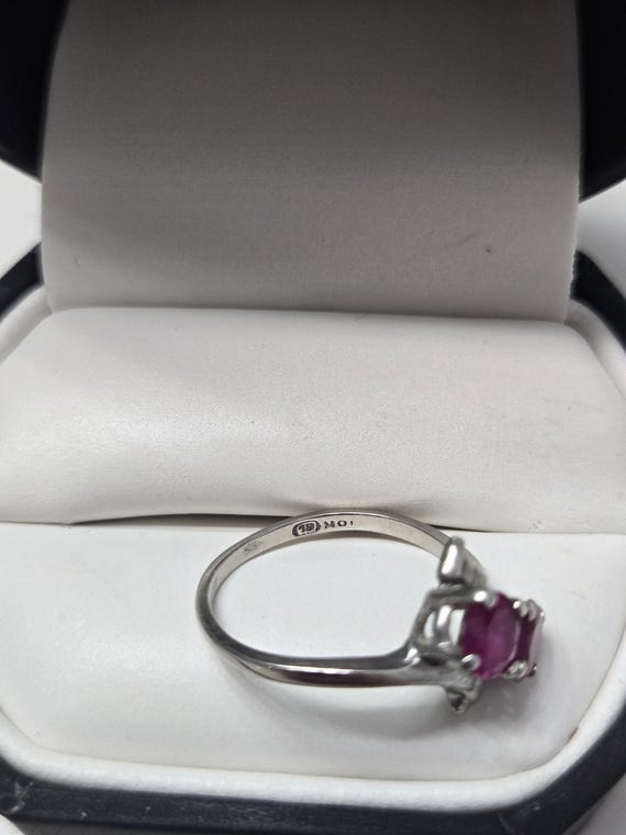 Vintage 1950's Ruby Ring Two Stone Bypass Design … - image 2