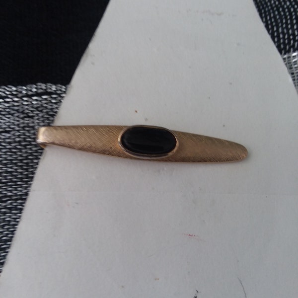 Mens Swank Vintage 1950's  Tie Clip Black Onyx Stone