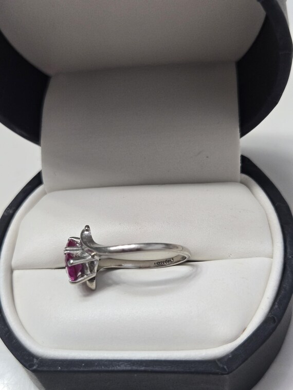 Vintage 1950's Ruby Ring Two Stone Bypass Design … - image 3