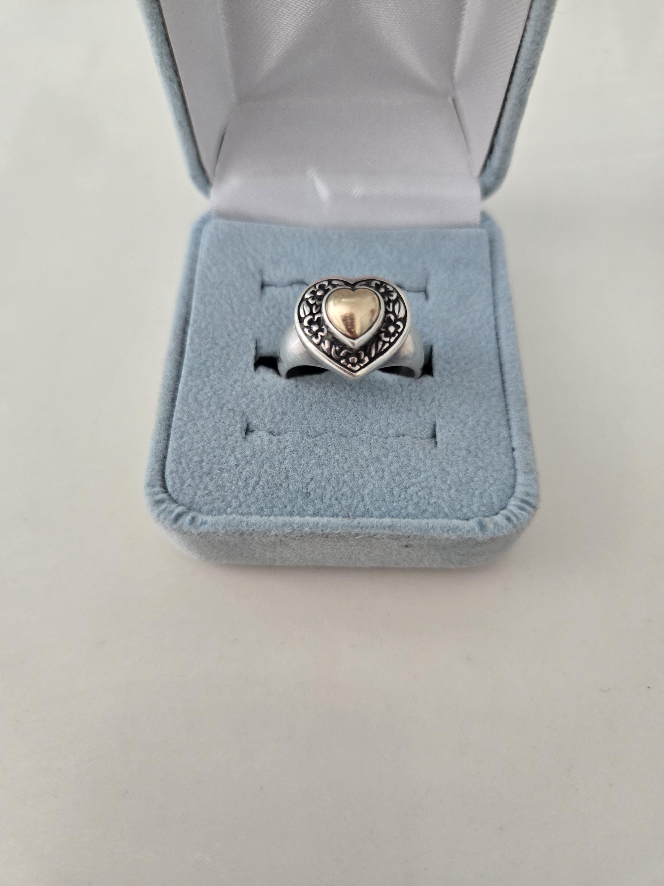 Rare Retired James Avery Heart of Gold Sterling Silver and 14K