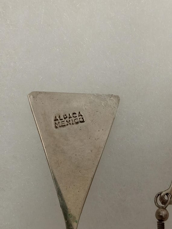 Vintage Abalone Triangle Drop Dangle Earrings Alp… - image 6