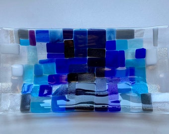 Blue Burst Rectangle Tray