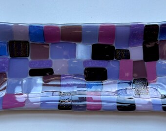 Purple on Grey Rectangle Tray