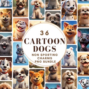 36 PNG Dog Designs, Non Sporting Charms Bundle, 11 Breeds, Commercial Use, Cute Dogful Art, Dogs Portraite, Quality Gifts for Dog Lov er