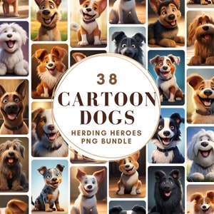 38 PNG Dog Designs, Herding Heroes Bundle, 12 Breeds, Commercial Use, Cute Dogful Art, Dogs Portraite, Quality Gifts for Dog Lov er