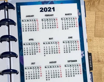 DASHBOARD -- Yearly Calendar 2021-2022 for use with MINI Happy Planner