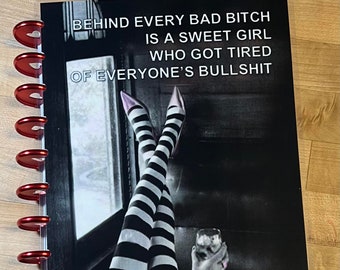 Front & Back Cover Set Bad B**ch Girl *Mature Language 4 use w Classic/MiniHappy Planner/TUL/Erin Condren (LP/A5Coil/A5Ring)/A5 Filofax~